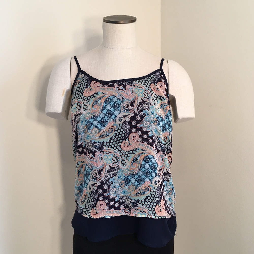 Daniel Rainn Lined Sleeveless Blouse Tank Paisley